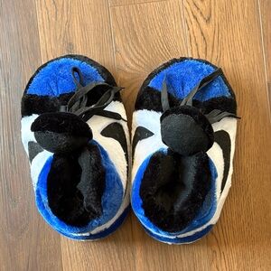 Blue and Black Fuzzy Slippers